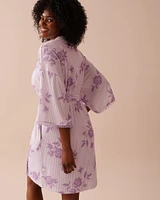 Lilac Rose Print Super Soft Kimono