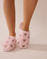 Faux Wool Embroidered Slippers