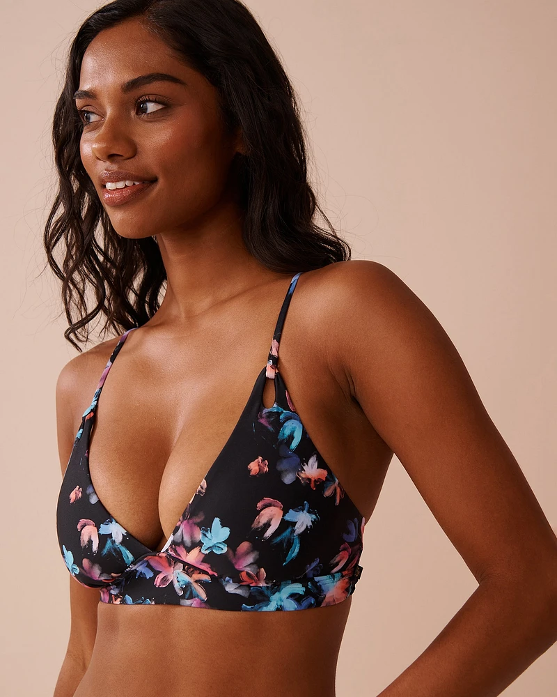 NEON PETALS Longline Triangle Bikini Top