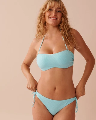 CYAN BLUE Textured Bandeau Bikini Top