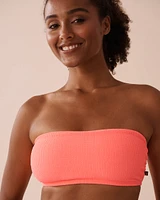 CORAL CRUSH Textured Bandeau Bikini Top