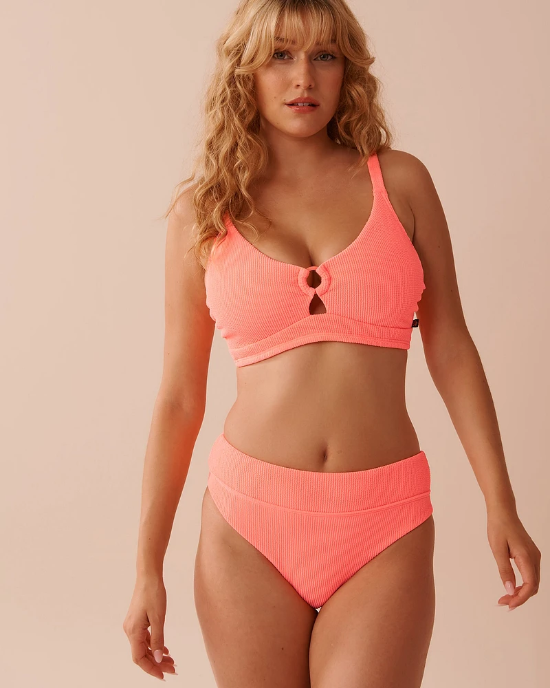 CORAL CRUSH Textured D Cup Bralette Bikini Top