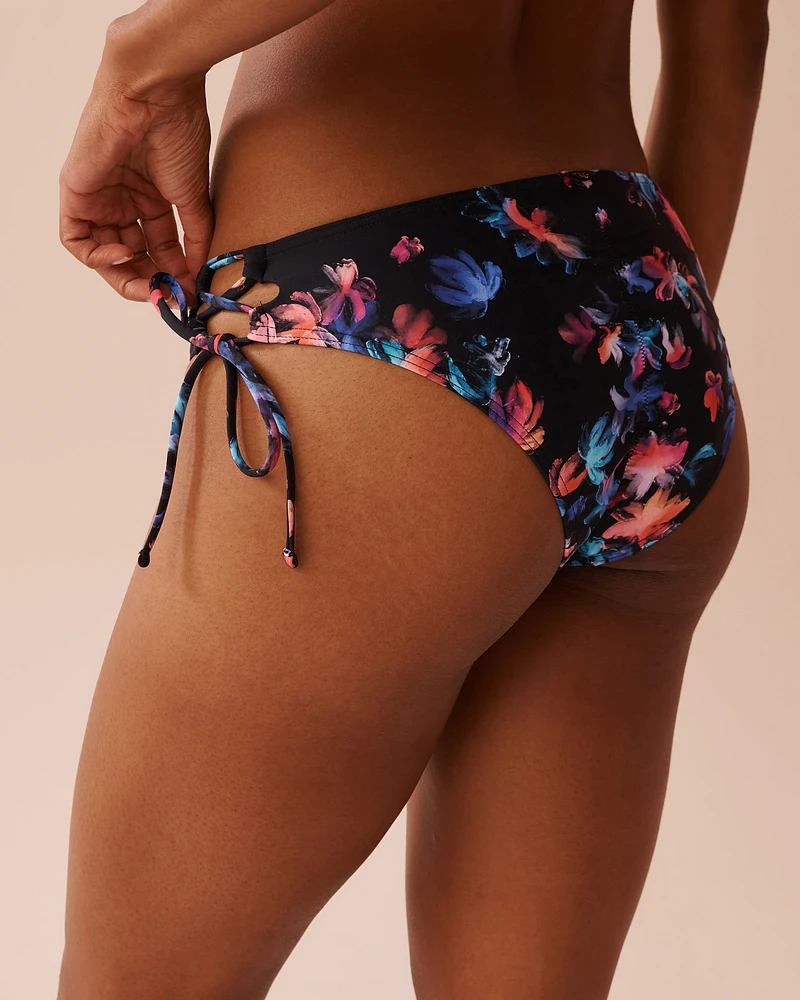 Bas de bikini cheeky noué aux hanches NEON PETALS