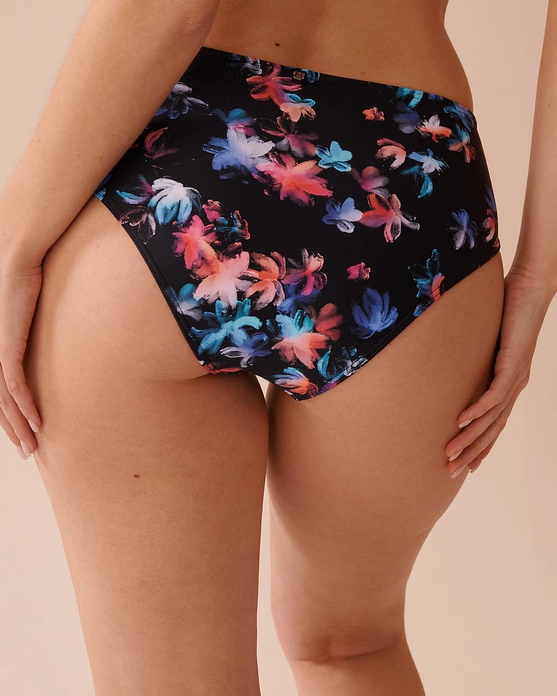 Bas de bikini brésilien taille mi-haute NEON PETALS