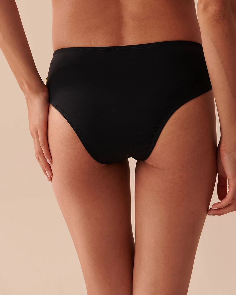 BLACK Mid-rise Cheeky Bikini Bottom