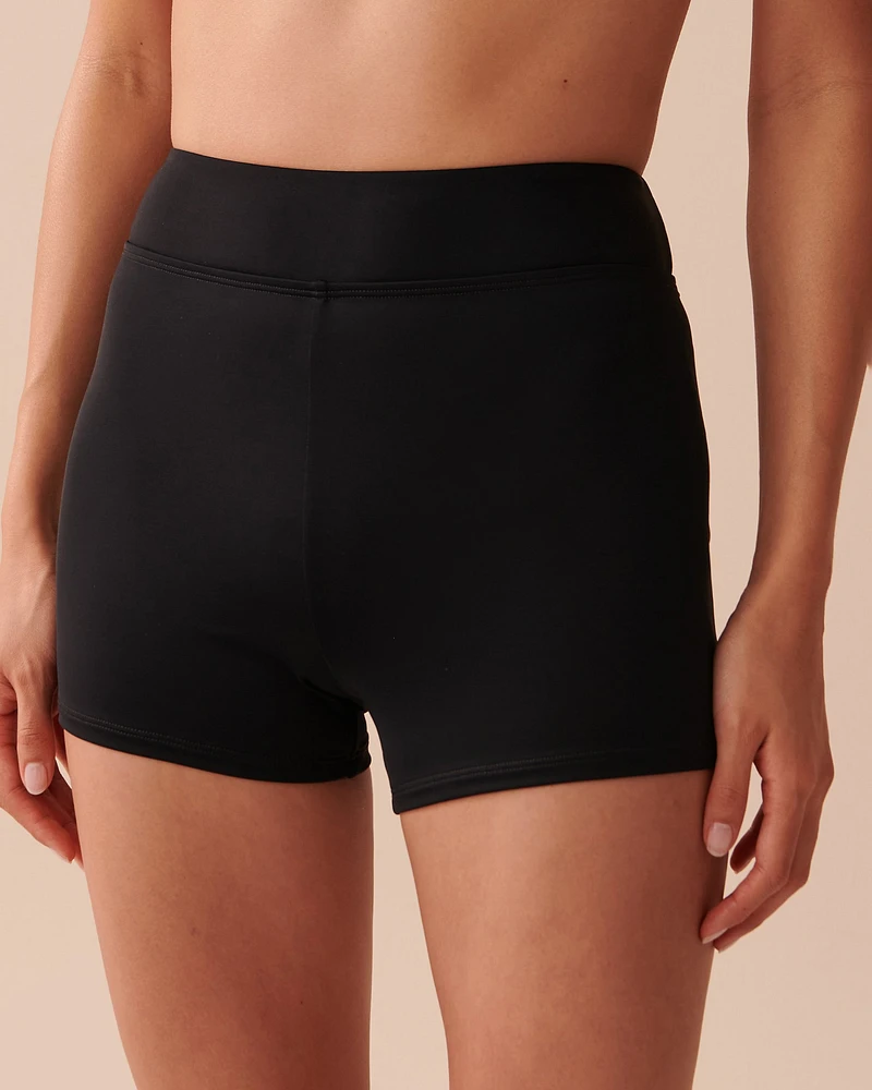 BLACK Mid-rise Boyleg Bikini Bottom