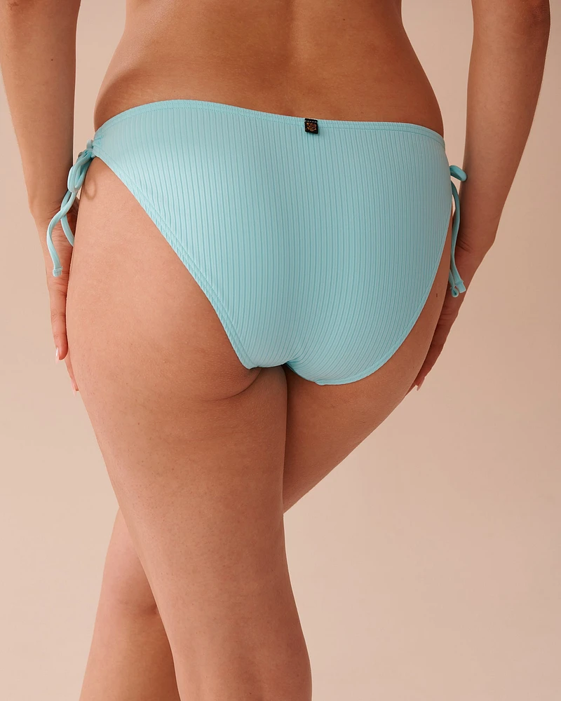 Bas de bikini brésilien noué aux hanches texturé CYAN BLUE