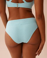 Bas de bikini brésilien taille mi-haute texturé CYAN BLUE