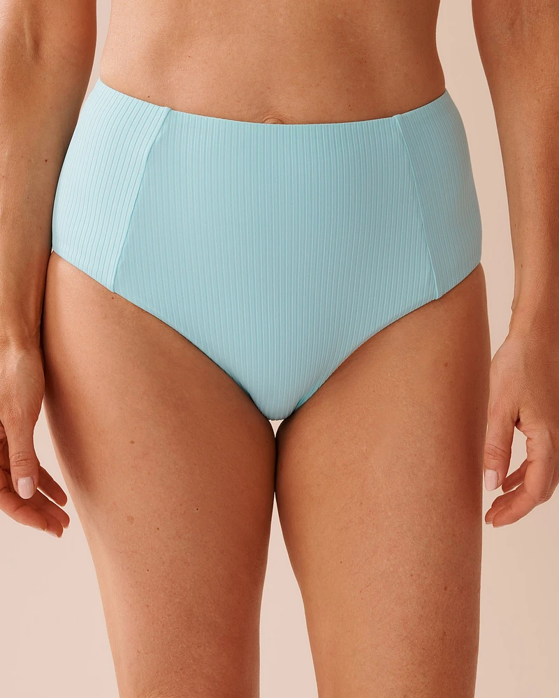 CYAN BLUE Textured High Waist Bikini Bottom