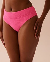 PINK POP Textured Mid Waist Brazilian Bikini Bottom