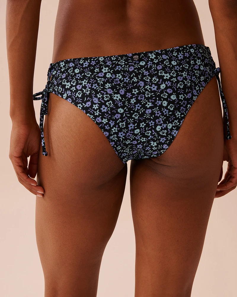 Bas de bikini cheeky noué aux hanches en fibres recyclées PERIWINKLE FLOWERS