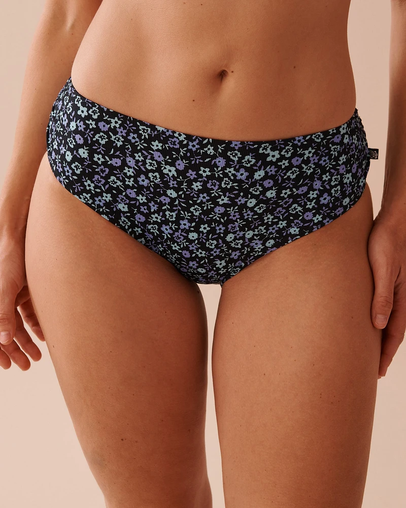 PERIWINKLE FLOWERS Recycled Fibers Mid-rise Bikini Bottom