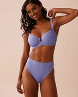 Bas de bikini brésilien taille haute en fibres recyclées PERIWINKLE