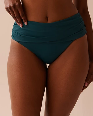 DEEP TEAL Draped Mid Waist Bikini Bottom