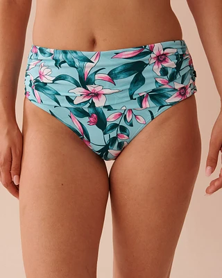 Bas de bikini taille mi-haute drapée BEACH BLOOMS