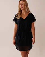 Recycled Fibers Short Sleeve Dress with Mesh Inserts