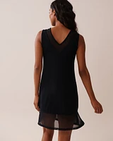 Recycled Fibers Short Sleeveless Dress with Mesh Inserts