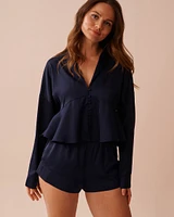 Satin Flared Button-down Shirt