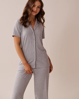 Ribbed Modal Button-down Shirt