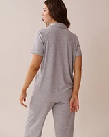 Ribbed Modal Button-down Shirt