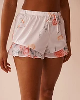 Romantic Bouquet Satin and Chiffon Shorts