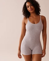 Ribbed Modal and Lace Trim Sleeveless Romper