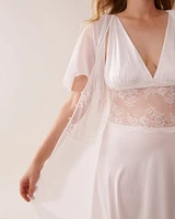 Chiffon and Lace Open Front Nightie