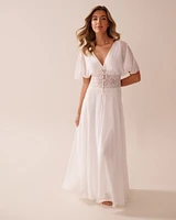 Chiffon and Lace Open Front Nightie