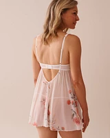 Embroidered Mesh Balconette Babydoll