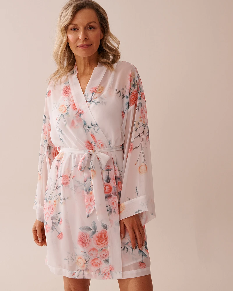 Kimono en chiffon bouquet romantique