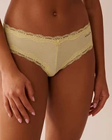Cotton and Lace Trim Cheeky Panty