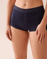 Culotte garçonne taille haute coton et bande élastique logo
