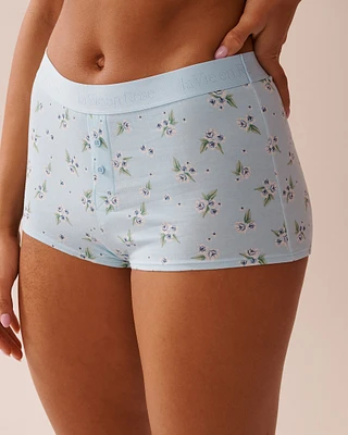 Cotton and Logo Elastic Band High Waist Boyleg Panty