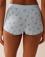 Cotton and Logo Elastic Band High Waist Boyleg Panty