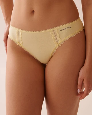 Cotton and Lace Detail Bikini Panty