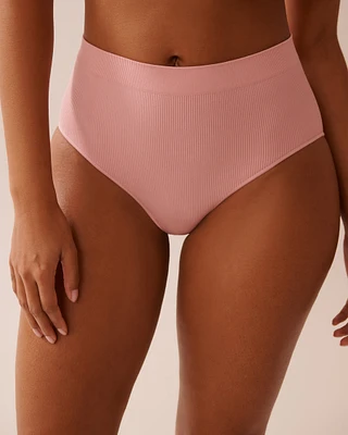 Culotte bikini taille haute côtelée en tissu sans coutures