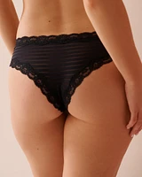 Mesh Stripe and Lace Trim Cheeky Panty