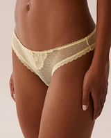 Culotte tanga dentelle et résille point d'esprit