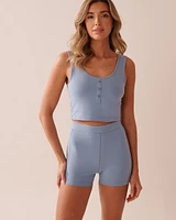 Button Detail Cotton Crop Cami