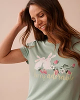 Rabbit & Strawberry Print Super Soft T-shirt