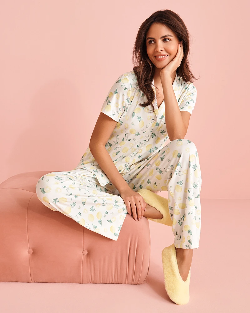 Lemon Print Super Soft Button-down Shirt