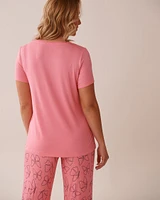 Chandail manches courtes en jersey doux imprimé papillon