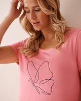Chandail manches courtes en jersey doux imprimé papillon