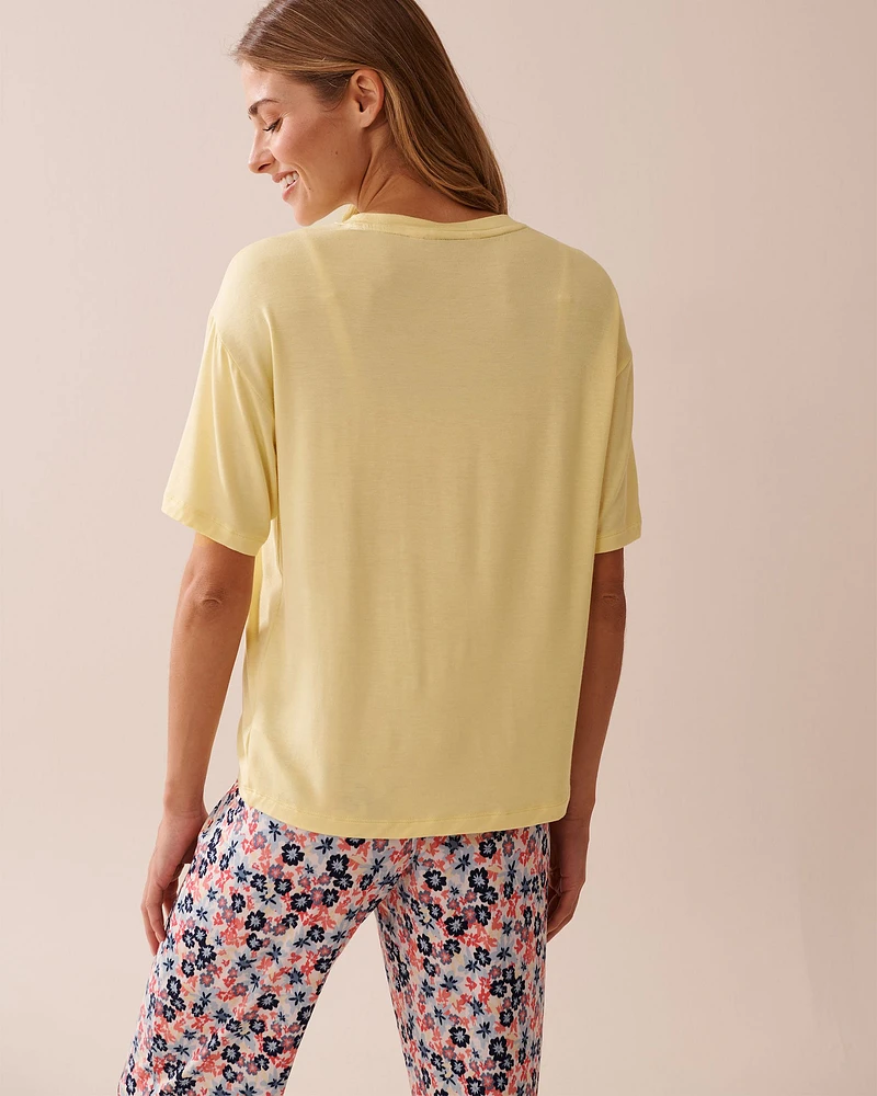 Butterfly Print Soft Jersey Drop Shoulder T-shirt