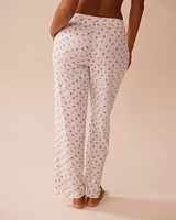 Strawberry Print Lettuce Edge Pointelle Pajama Pants