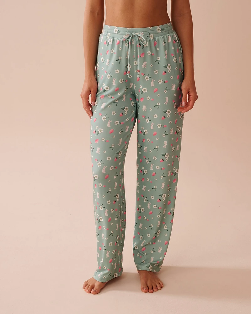 Pantalon de pyjama ultra doux imprimé lapin et fraise