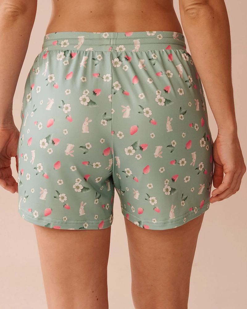 Bermuda de pyjama ultra doux imprimé lapin et fraise