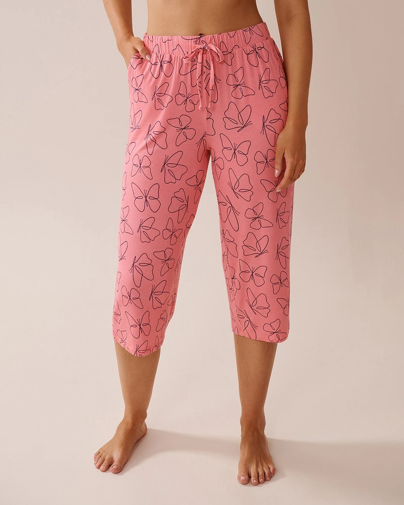 Capri de pyjama en jersey doux imprimé papillon
