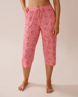 Capri de pyjama en jersey doux imprimé papillon