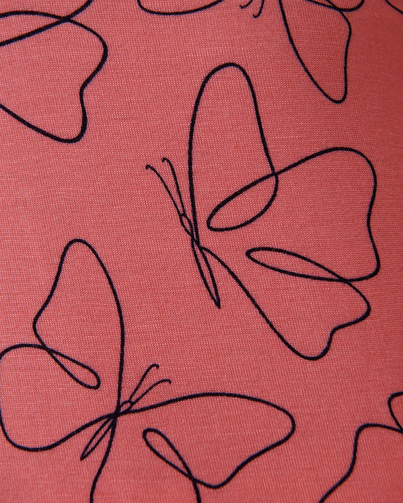Capri de pyjama en jersey doux imprimé papillon